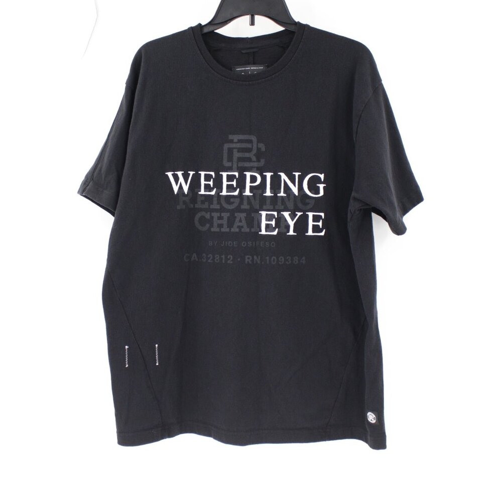 Reigning champ shirt men's medium weeping eye short sleeve black thick cotton